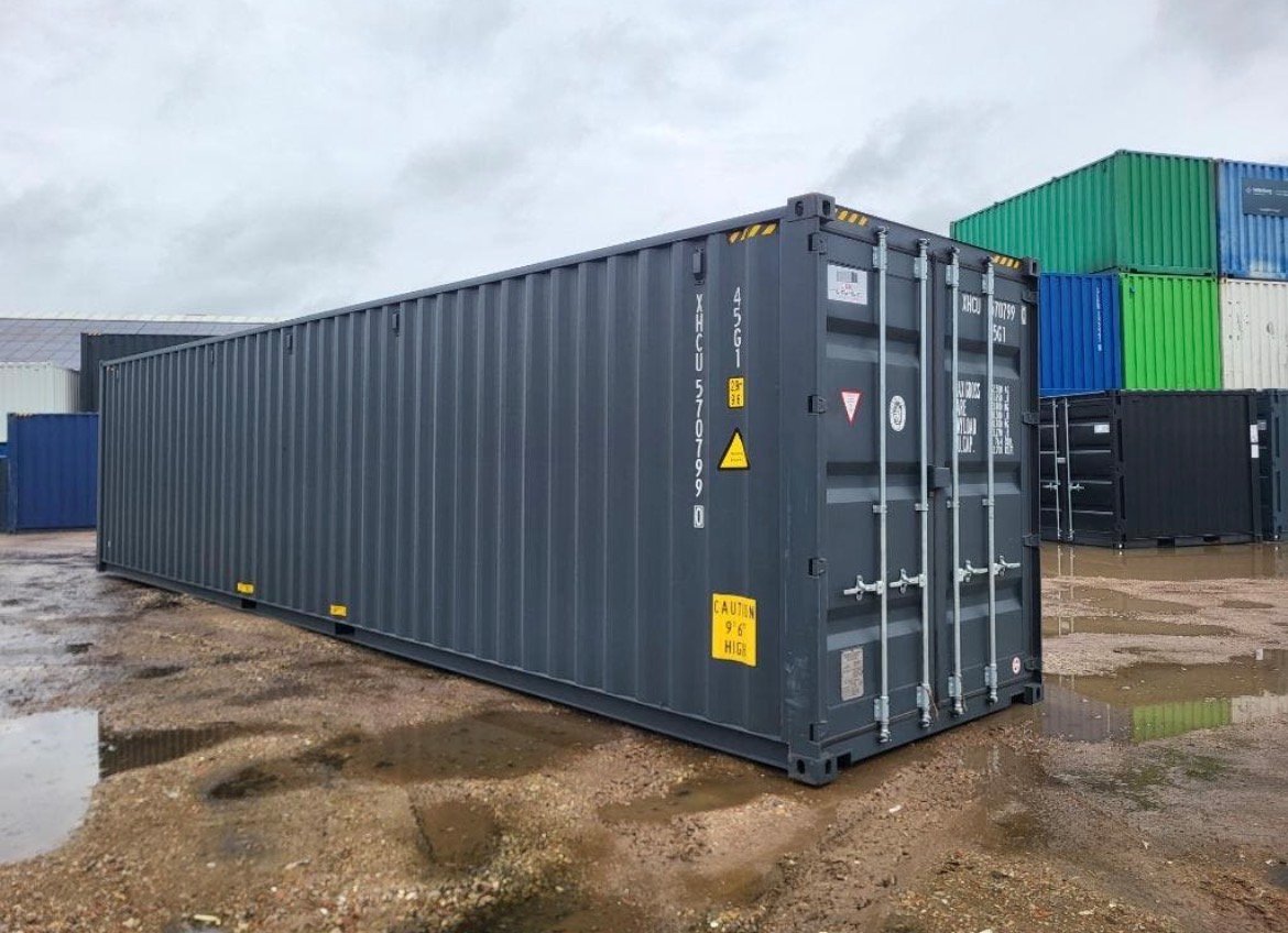 40 FUß HIGH-CUBE SEECONTAINER / ANTHRAZIT RAL 7016