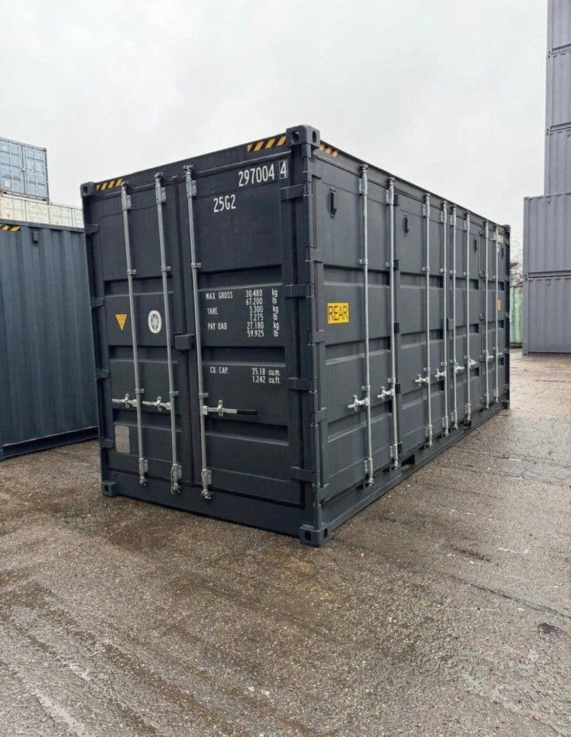20 FUß HIGH CUBE SEECONTAINER / OPEN SIDE / RAL7016